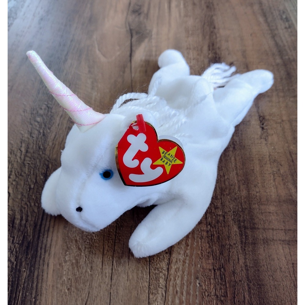 TY® "Mystic" The Unicorn Beanie Baby -RARE/RETIRED-Iridescent Horn- W/Tag Errors